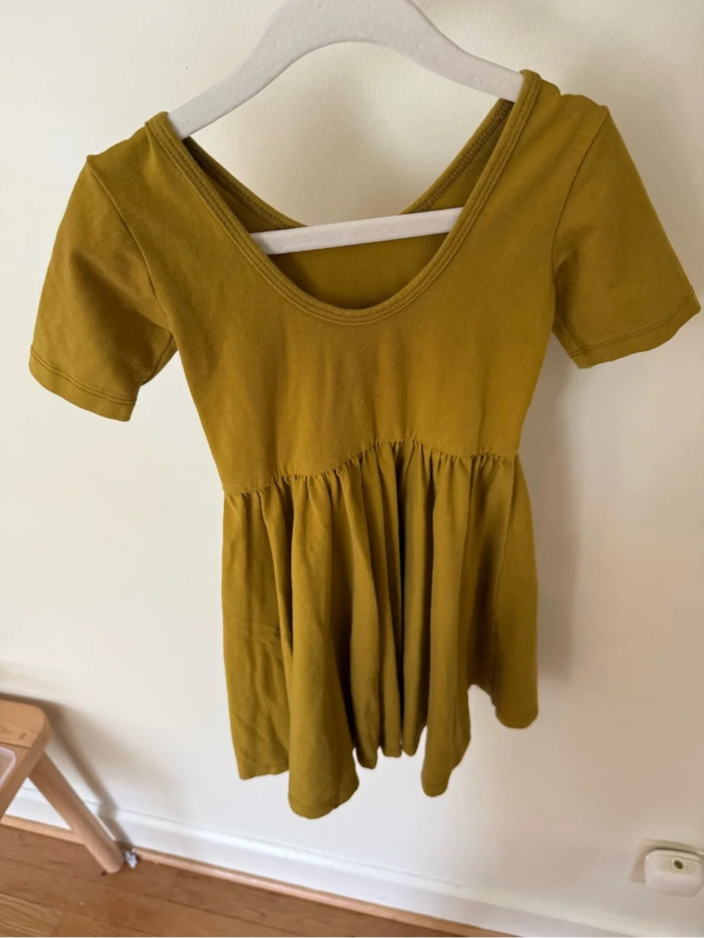Girls' Mustard Short-Sleeve Casual Dress